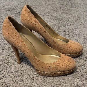 Stuart Weitzman Cork Tan Heels